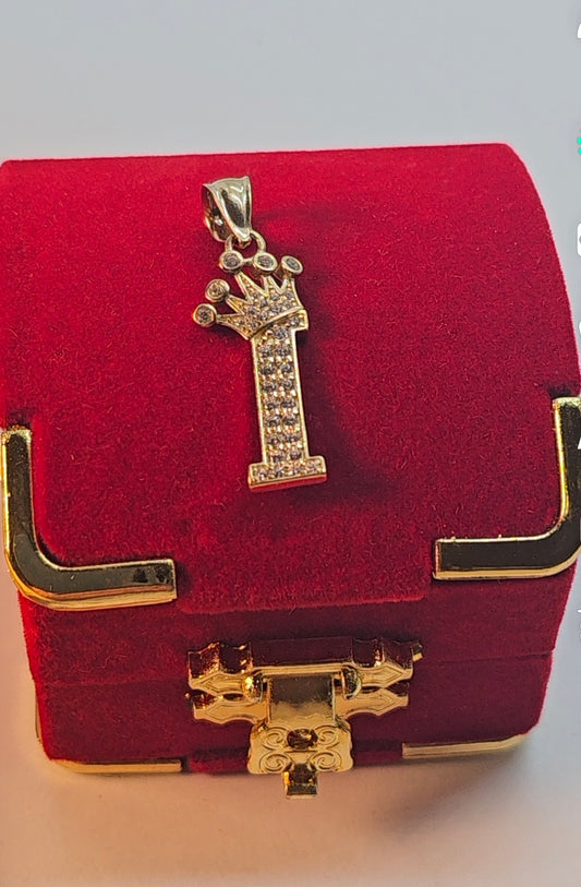 Letter 'I' Pendant 14k Gold - Dige Inicial 'I' Oro 14k CZ