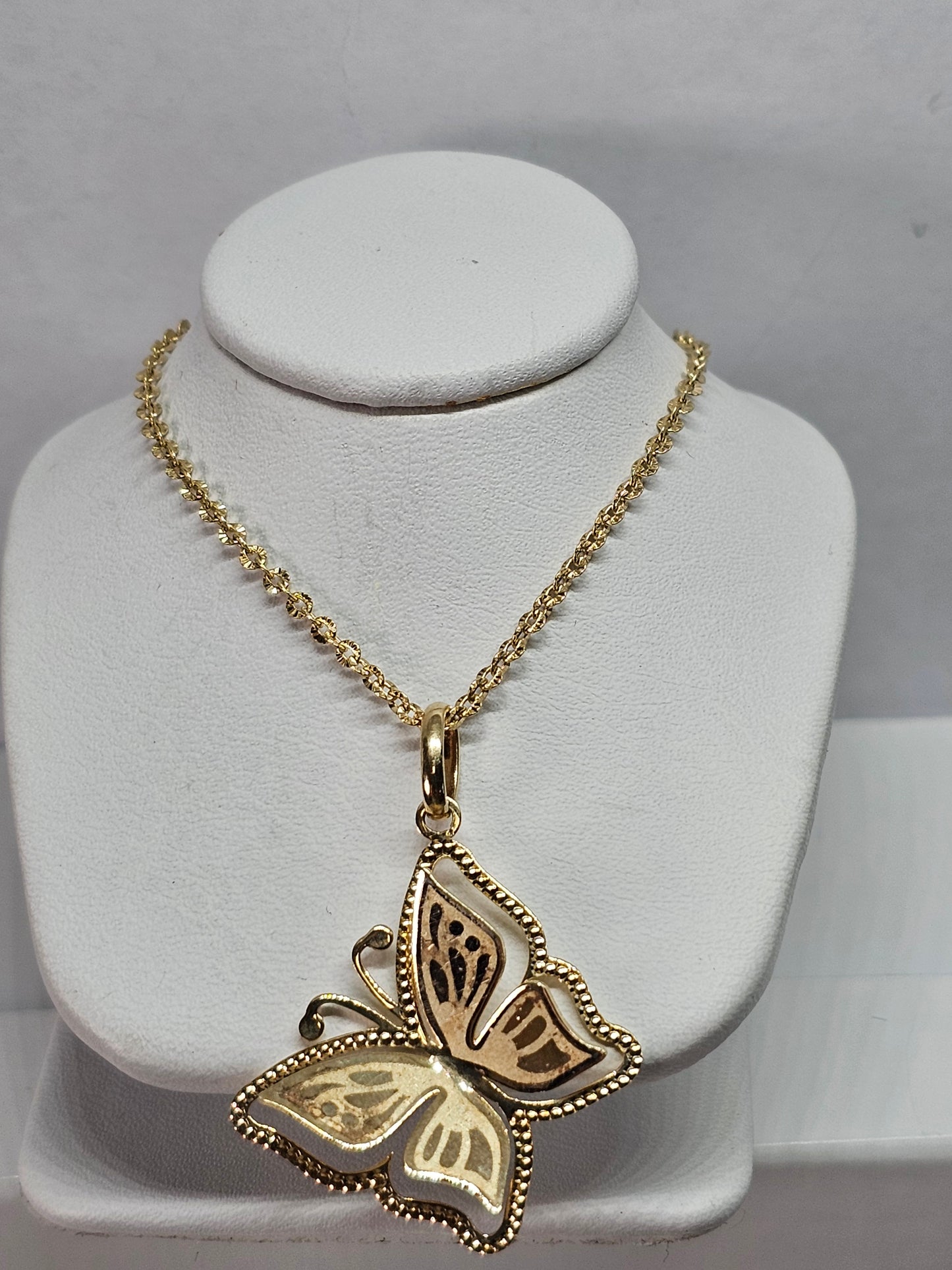 Set Dige Mariposa y cadena 14k