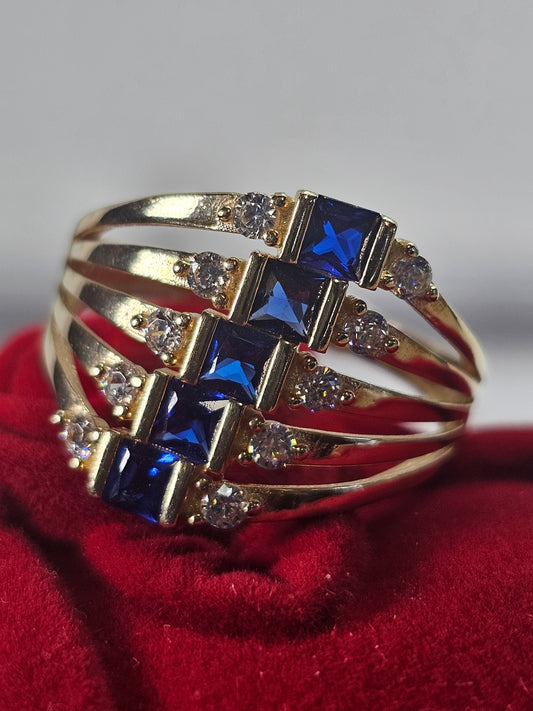 Anillo 5 bandas 14k solido