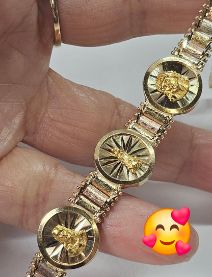 14k Solid Gold Religious Gold Bola Bracelet