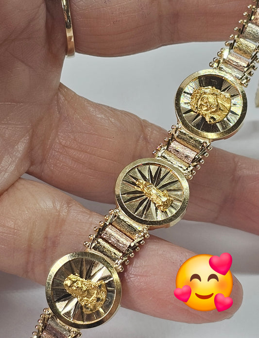 14k Solid Gold Religious Gold Bola Bracelet