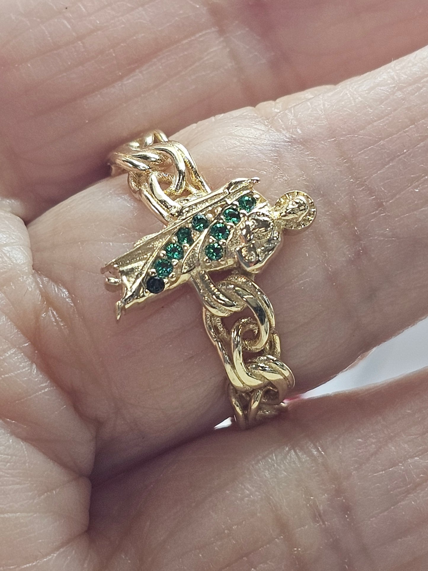 14K Gold St Jude Chino Link Ring - Anillo San Judas Oro 14k Tejido Chino #7