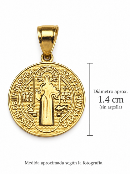 Medalla Redonda de San Benito en Oro 10K
