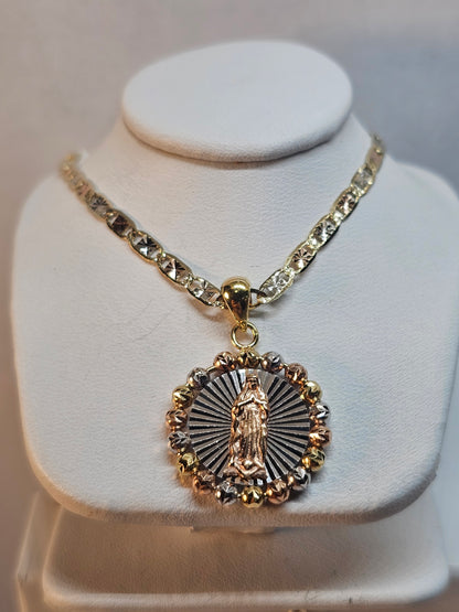Dige Virgen de Guadalupe y Cadena 14k Oro