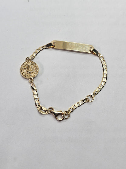 14K Gold Saint Benedict Bracelet for Child - Brazalete para Niño 14k Oro