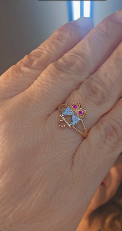 14k Gold Owl Ring #7 - Anillo 14k Oro Búho #7