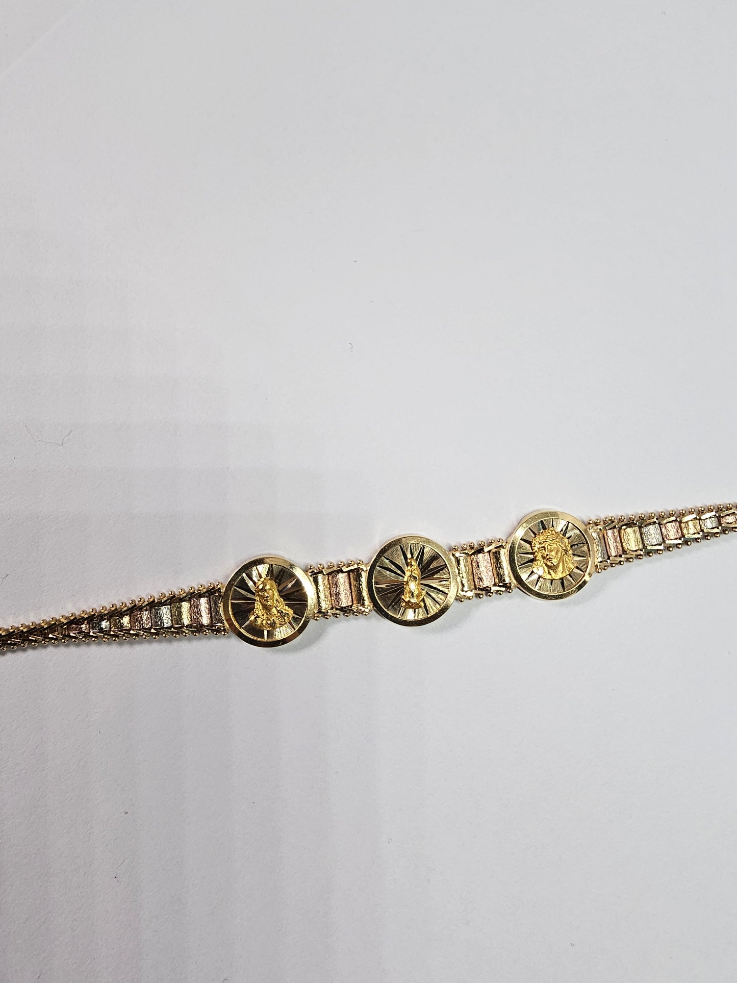 14k Solid Gold Religious Gold Bola Bracelet