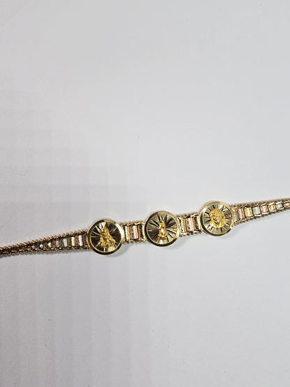 14k Solid Gold Religious Gold Bola Bracelet