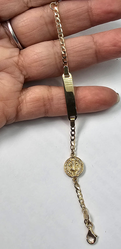 14K Gold Saint Benedict Bracelet for Child - Brazalete para Niño 14k Oro