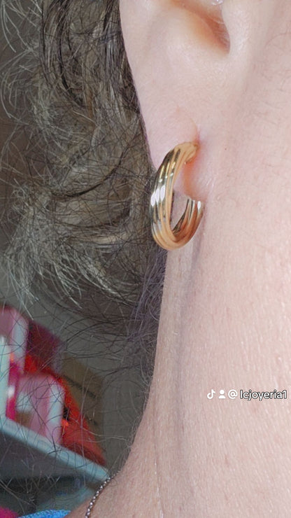14K Gold Twisted Hoop Earrings - Arracada 14k oro