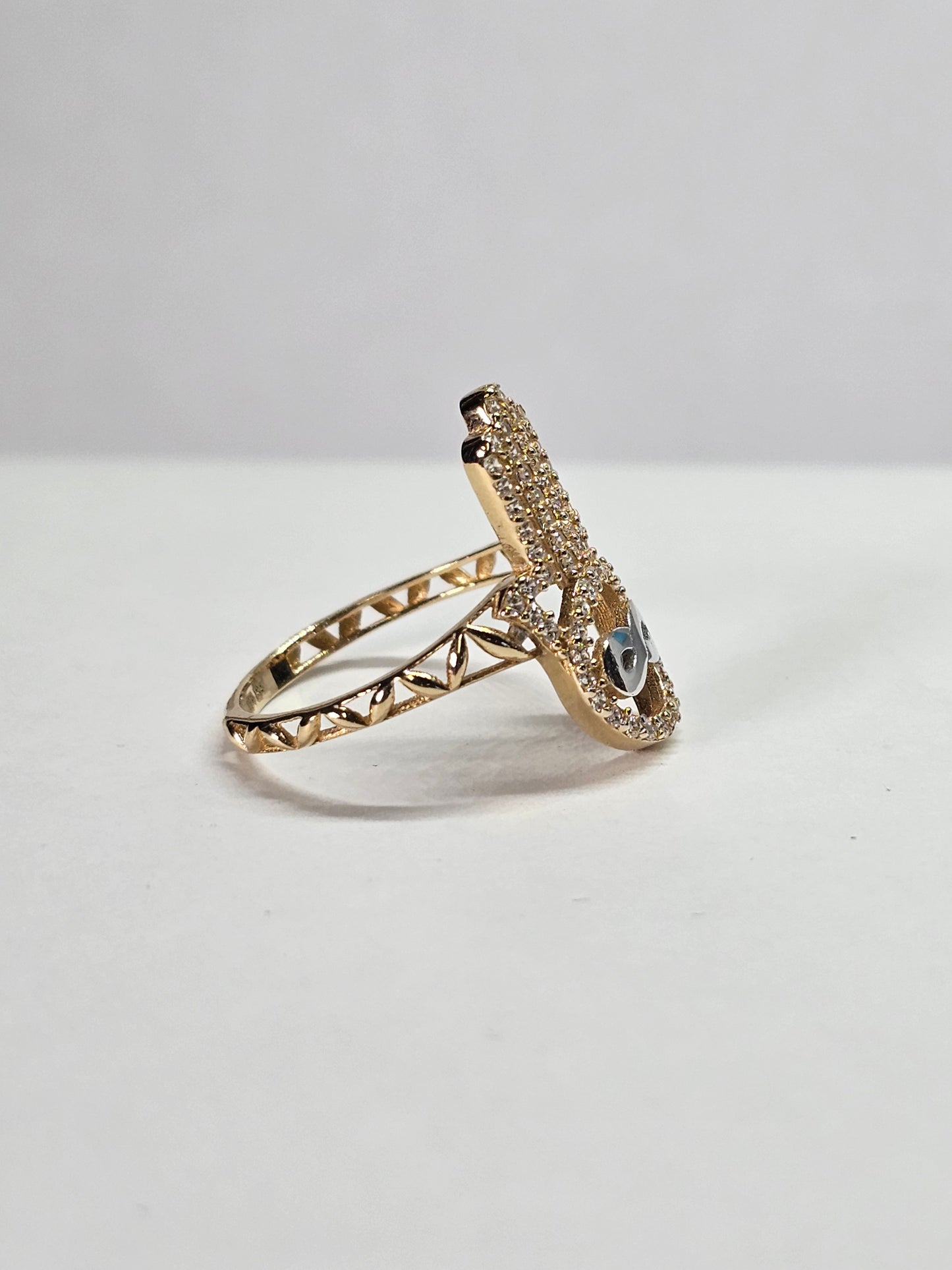 Anillo manita de fatima con infinito de 14k