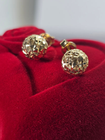 14K Gold Solid Round Earrings - Aretes de bolita solidos 14k