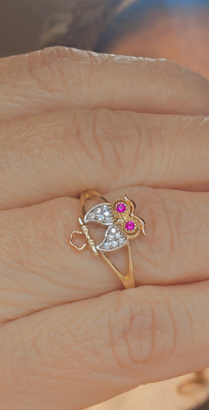 14k Gold Owl Ring #7 - Anillo 14k Oro Búho #7