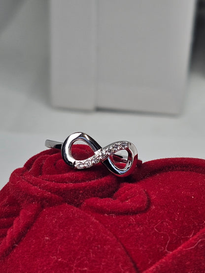 Silver 925 Rhodium Plated Infinity CZ Ring