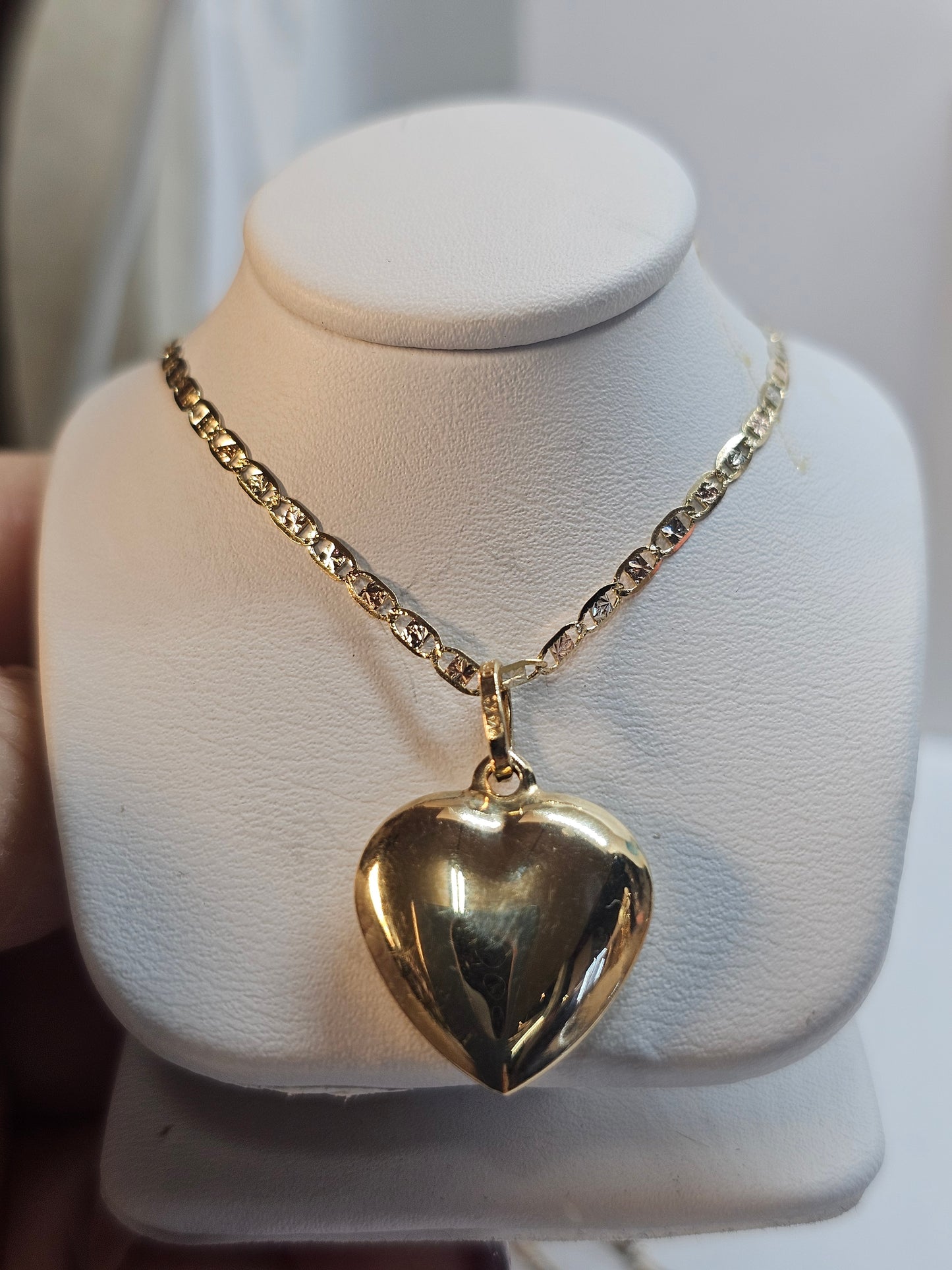 Dige de corazón y cadena 14k oro