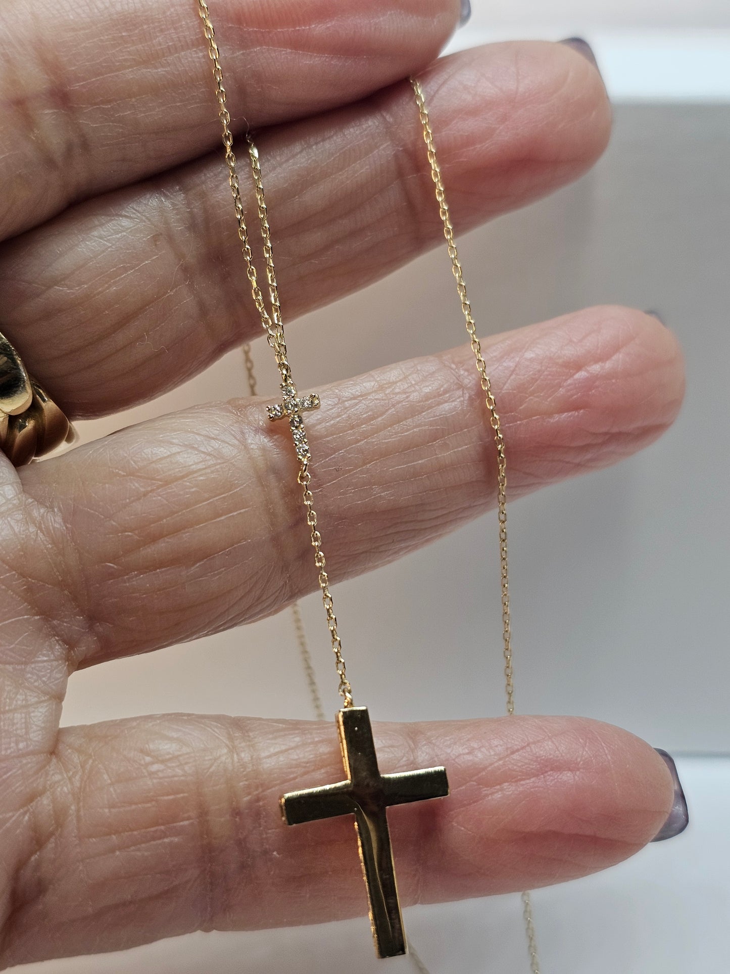 Gargantilla cruz 14k oro