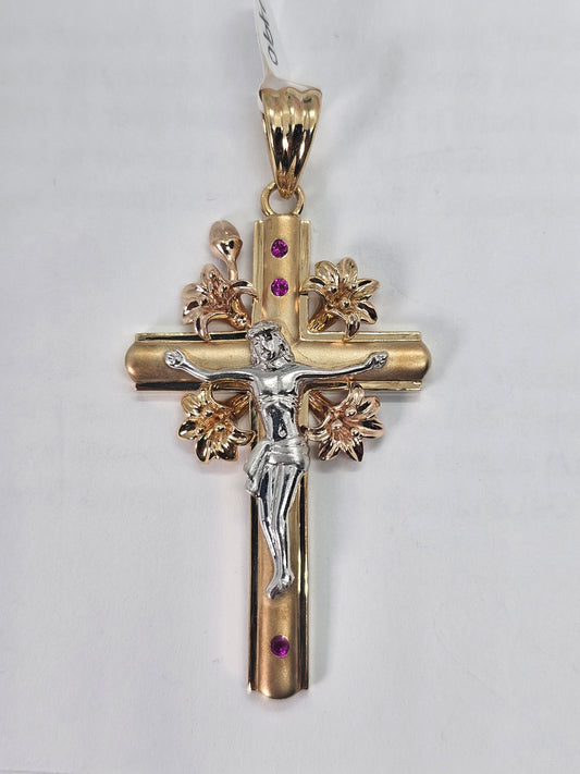 Dige Cruz 14k oro  3 Tonos