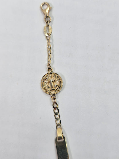 14K Gold Saint Benedict Bracelet for Child - Brazalete para Niño 14k Oro
