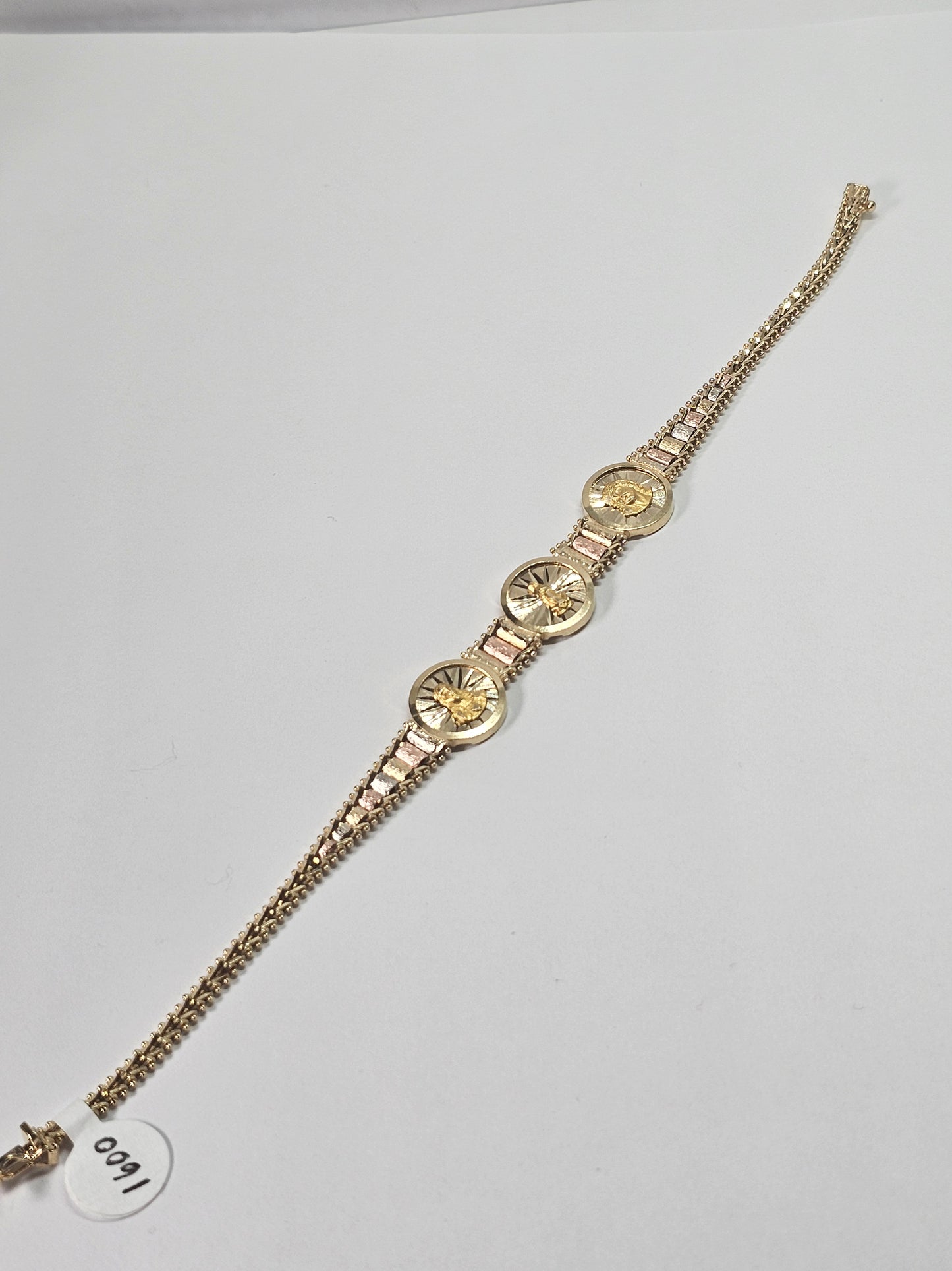 14k Solid Gold Religious Gold Bola Bracelet