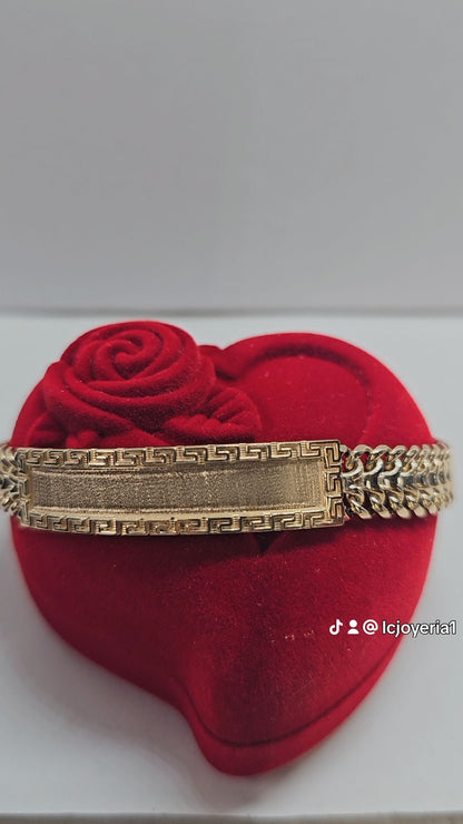 14K Gold ID Bracelet - Brazalete de 14K Oro Solido