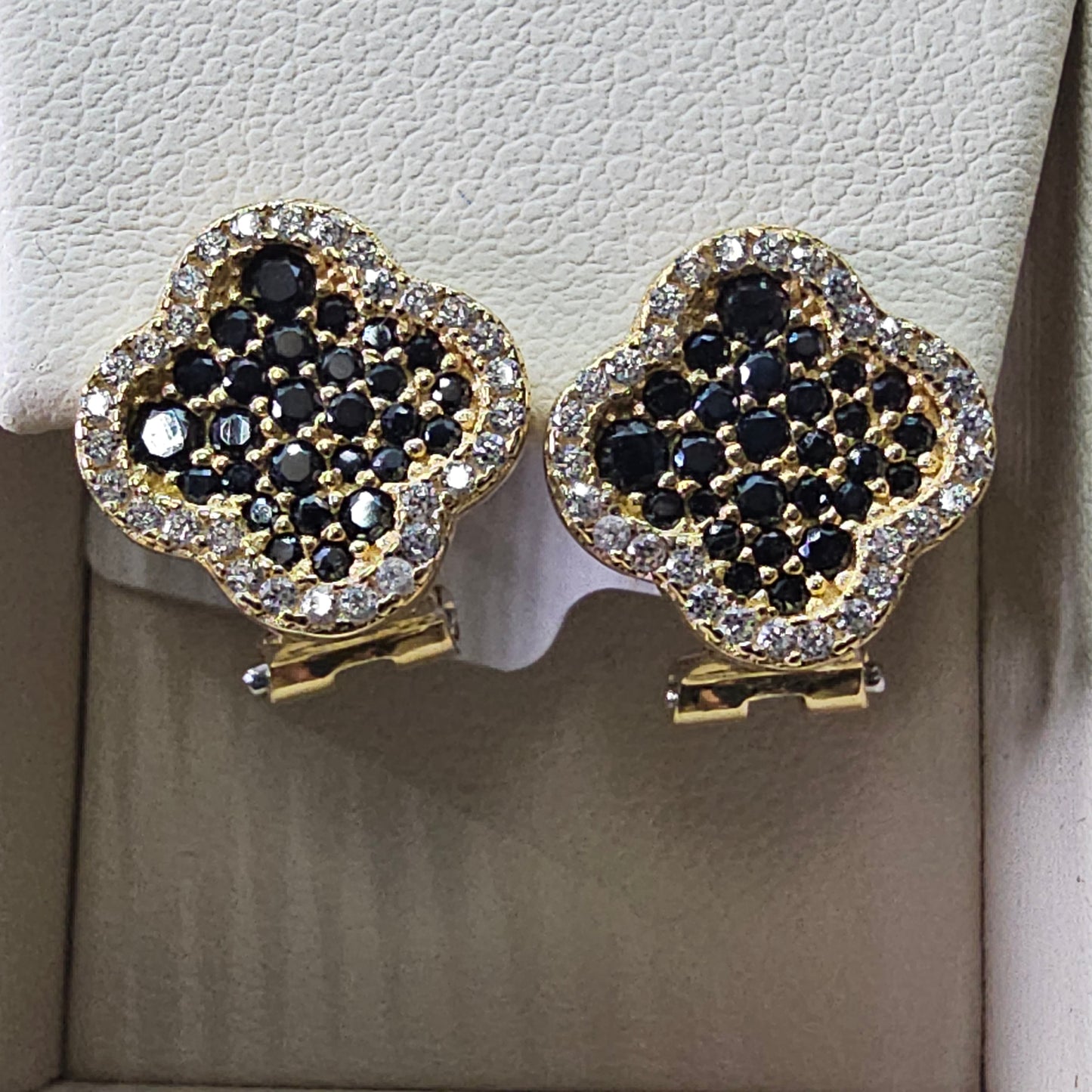 Aretes De Trébol 14k Cubic Zirconia