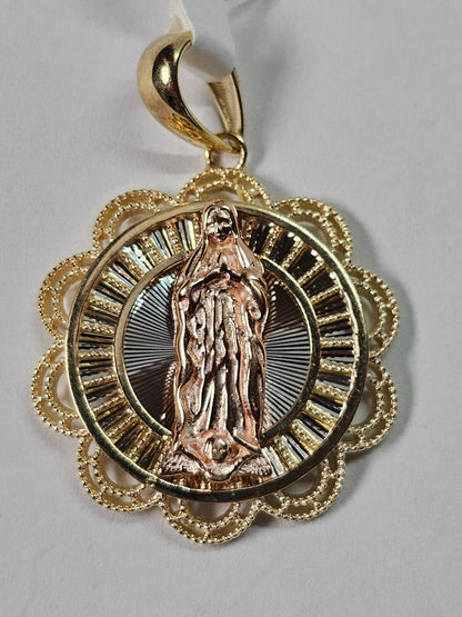 14K Gold Virgin Mary Pendant - Dige Virgen de Guadalupe 14K