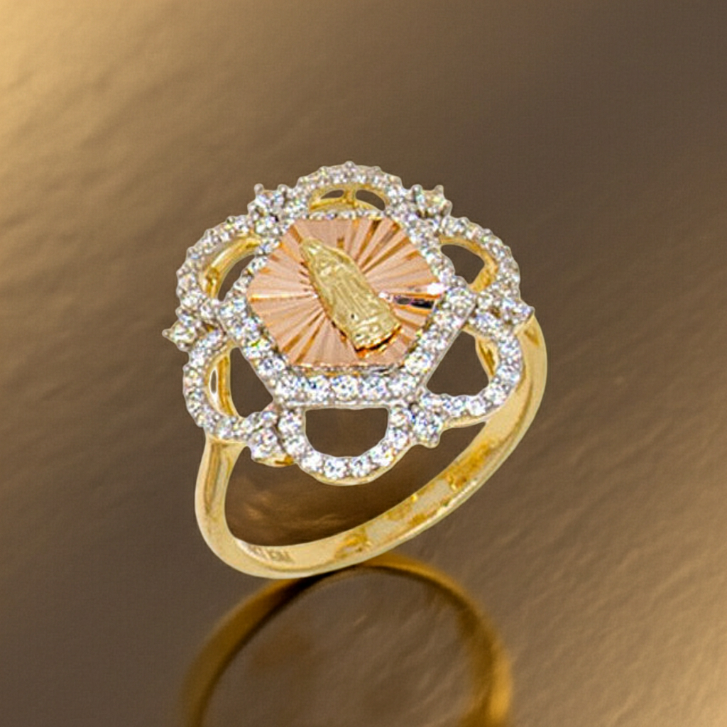 Guadalupe Lady Ring Cubic Zirconia Tricolor Gold 14k #8